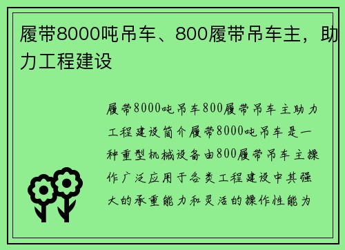 履带8000吨吊车、800履带吊车主，助力工程建设